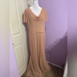 JS Collections Peach Beaded Maxi Gown